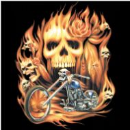 Perstransfer: Biker skull flames 28x30- H1