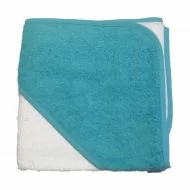 Baby badcape white/aqua blue