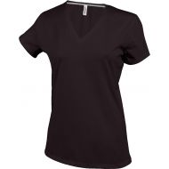 Ladies T-shirt V-neck chocolate