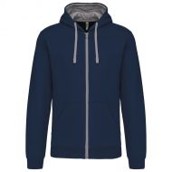 Herensweater met rits en capuchon in contrasterende kleur XL navy/fine grey