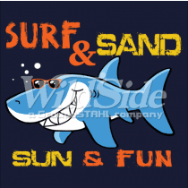 Perstransfer: Surf & sand, sun & fun shark 18x13 - H1